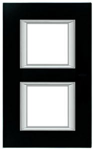 RAMKA PROTOKĄTNA PIONOWA 2X2 MODUŁY BLACK GLASS AXOLUTE - HA4802/2VNN - LEGRAND