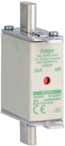 WKŁADKA BEZPIECZNIKOWA 50A NH000 CHARAKTERYSTYKA AM SILNIKOWA  - LNH000050M6A - HAGER - BERKER