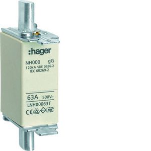 WKŁADKA BEZPIECZNIKOWA 63A NH000 63A CHARAKTERYSTYKA GG ZWŁOCZNA - LNH00063T - HAGER - BERKER