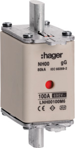 WKŁADKA BEZPIECZNIKOWA 100A NH00 CHARAKTERYSTYKA GG ZWŁOCZNA  - LNH00100M6 - HAGER - BERKER