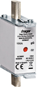 WKŁADKA BEZPIECZNIKOWA 100A NH000 CHARAKTERYSTYKA GG ZWŁOCZNA + TOR SYGNALIZACYJNY - LNH0100M - HAGER - BERKER