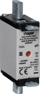 WKŁADKA BEZPIECZNIKOWA 100A NH000 CHARAKTERYSTYKA GG ZWŁOCZNA +TOR SYGNALIZACYJNY-IZOLOWANY  - LNH0100MK - HAGER - BERKER