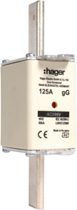 WKŁADKA BEZPIECZNIKOWA 125A NH2 CHARAKTERYSTYKA GG ZWŁOCZNA - LNH2125M6 - HAGER - BERKER