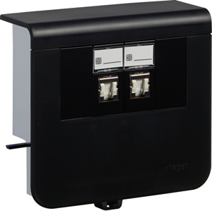 NOŚNIK URZĄDZEŃ 20X55 + 2X GNIAZDO RJ45 KAT.6 CZARNY SL - SL200559079011 - HAGER - BERKER