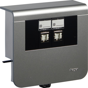 NOŚNIK URZĄDZEŃ 20X55 + 2X GNIAZDO RJ45 KAT.6 ALU SL - SL20055907D1 - HAGER - BERKER