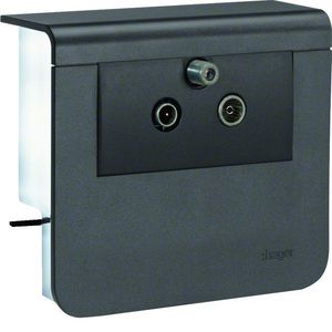 NOŚNIK URZĄDZEŃ 20X55 + GNIAZDO RTV CZARNY SL - SL200559089011 - HAGER - BERKER