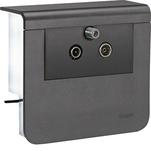 NOŚNIK URZĄDZEŃ 20X55 + GNIAZDO RTVSAT CZARNY SL - SL200559099011 - HAGER - BERKER