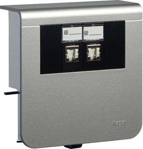NOŚNIK URZĄDZEŃ 20X80 + 2X GNIAZDO RJ45 KAT.6 ALU SL - SL20080907D1 - HAGER - BERKER