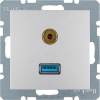 GNIAZDO USB / 3.5 MM AUDIO ALU MAT B.1/B.7  - 3315391404 - HAGER - BERKER