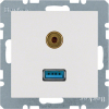 GNIAZDO USB / 3.5 MM AUDIO BIAŁY MAT S.1/B.3/B.7 - 3315391909 - HAGER - BERKER