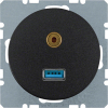 GNIAZDO USB/3.5 MM AUDIO CZARNY POŁYSK R.1/R.3 - 3315392045 - HAGER - BERKER