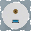 GNIAZDO USB/3.5 MM AUDIO BIAŁY POŁYSK R.1/R.3 - 3315392089 - HAGER - BERKER