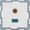 GNIAZDO USB / 3.5 MM AUDIO BIAŁY AKSAMIT Q.1 - 3315396089 - HAGER - BERKER