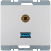 GNIAZDO USB/3.5 MM AUDIO ALU K.5 - 3315397003 - HAGER - BERKER