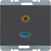 GNIAZDO USB / 3.5 MM AUDIO ANTRACYT MAT K.1 - 3315397006 - HAGER - BERKER