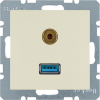 GNIAZDO USB / 3.5 MM AUDIO KREMOWY POŁYSK B.KWADRAT/ S.1 - 3315398982 - HAGER - BERKER
