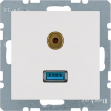 GNIAZDO USB / 3.5 MM AUDIO BIAŁY POŁYSK S.1/B.KWADRAT/B.3/B.7  - 3315398989 - HAGER - BERKER
