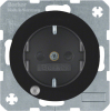 GNIAZDO SCHUKO Z DIODĄ KONTROLNĄ LED CZARNY POŁYSK R.1/R.3 - 41102045 - HAGER - BERKER